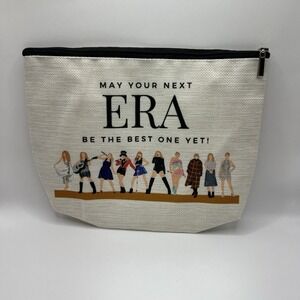 Taylor Swift Eras Tour Makeup Cosmetic Bag‎ Off White Color Zippered Pouch